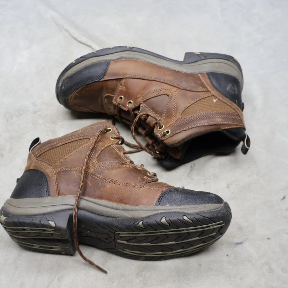 Ariat Men 8.5D Terrain Boots Brown Leather Lace Up Rugged Outdoor Hiking 1002182